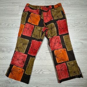 Kahala Womens Sz 10 Pants Tropical Floral Block Print‎ Multicolor Beachy Stretch